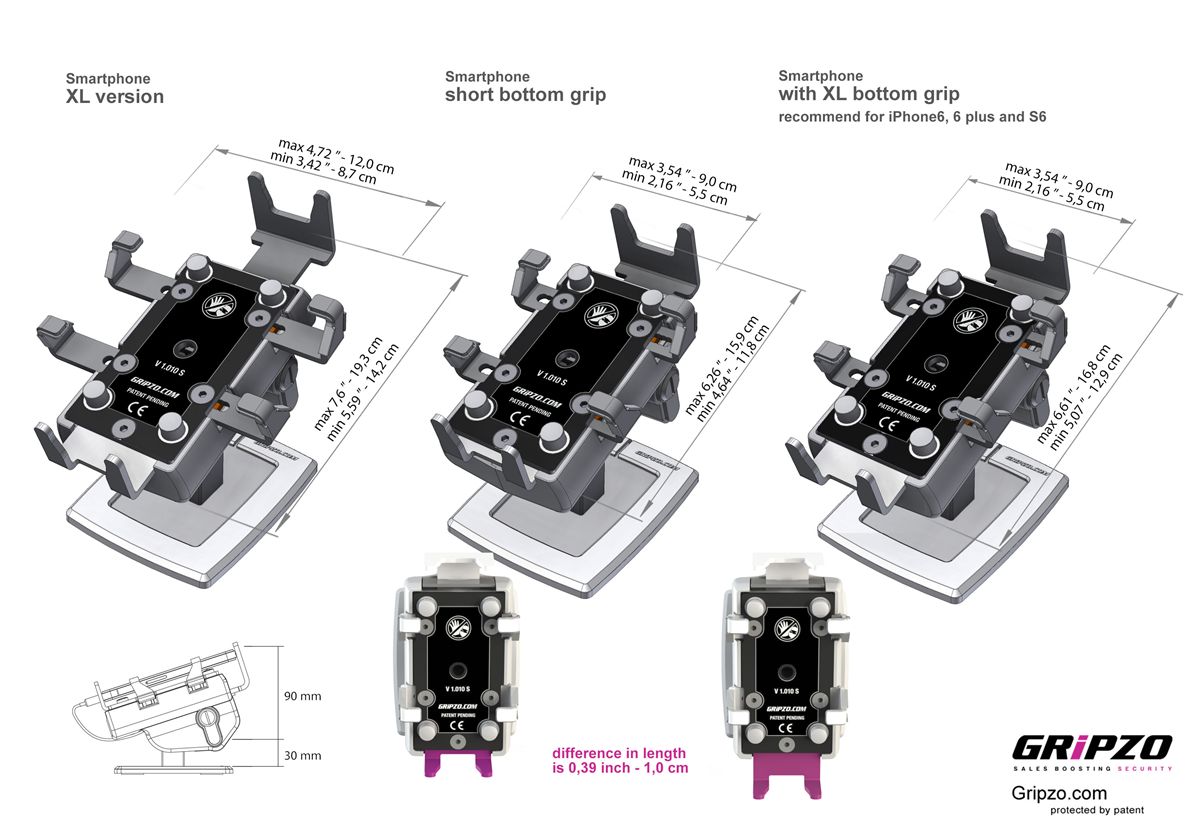 Gripzo afmetingen smartphones grip houder