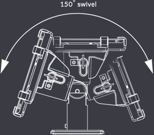 150 graden swivel